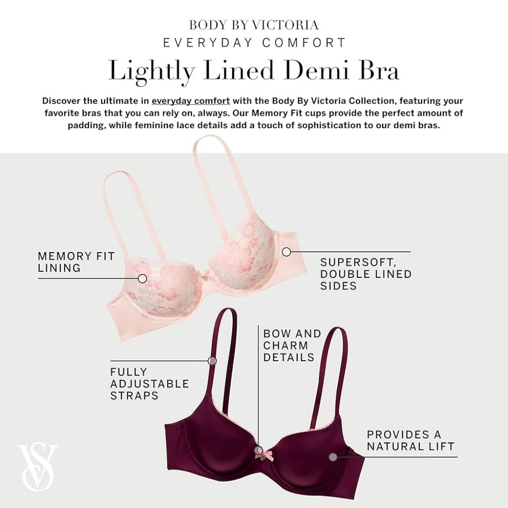 Body By Victoria VS Lightly Lined Demi Convertible White Floral Lace Multi Bra - Picture 12 of 15